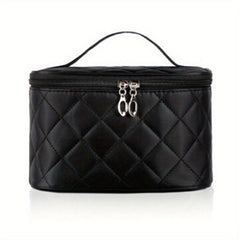 Quilted Solid Makeup Bag Zipper Handbag Travel Toiletry Wash Bag