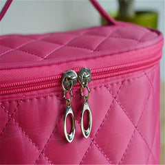Quilted Solid Makeup Bag Zipper Handbag Travel Toiletry Wash Bag