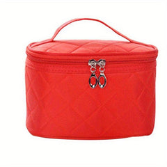Quilted Solid Makeup Bag Zipper Handbag Travel Toiletry Wash Bag