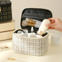 Portable Checkered Makeup Bag Large Capacity Outdoor Travel Storage Bag