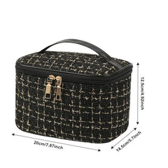 Portable Checkered Makeup Bag Large Capacity Outdoor Travel Storage Bag