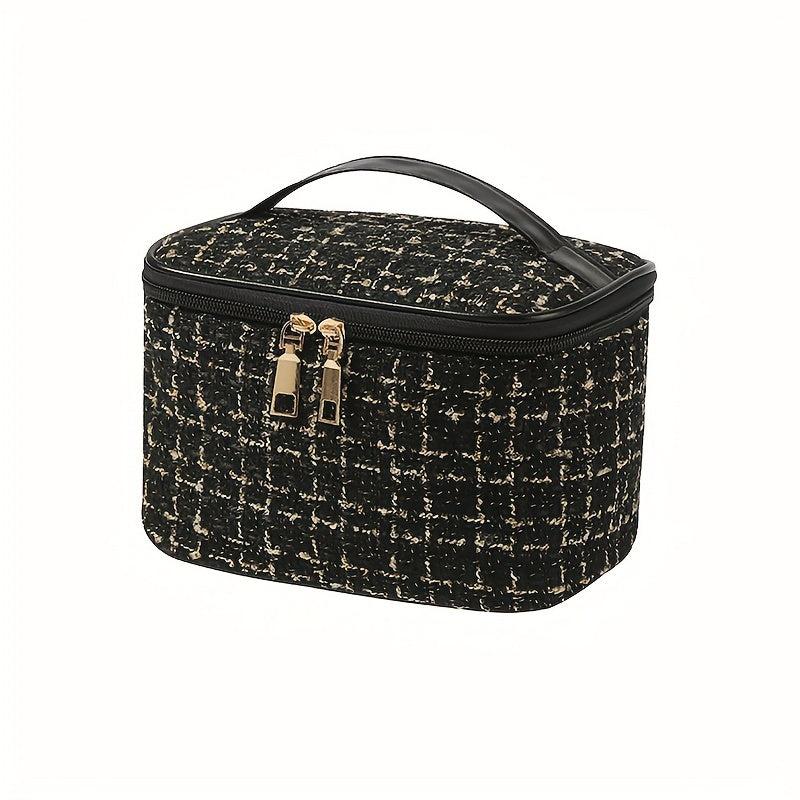 Portable Checkered Makeup Bag Large Capacity Outdoor Travel Storage Bag