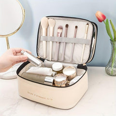 Double Layer Makeup Handbag Lightweight Portable Cosmetic Bag Toiletry Wash Bag