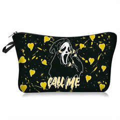Halloween Cartoon Ghost Love Pattern Makeup Pouch Zipper Carry On Bag