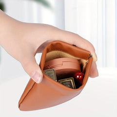 Mini Self Closing Makeup Bag PU Leather Travel Cosmetics Bag