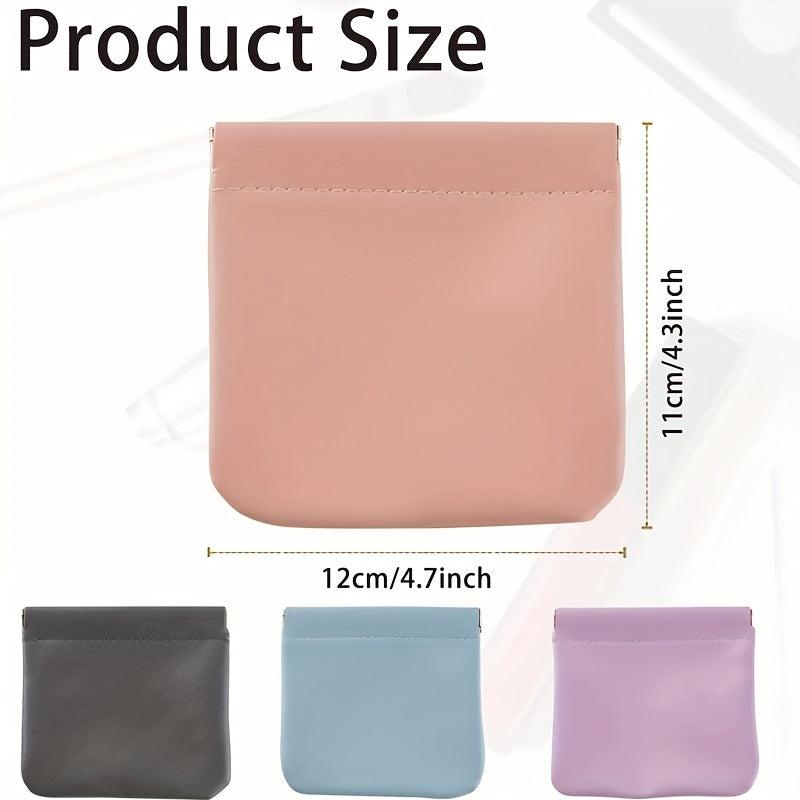 Mini Self Closing Makeup Bag PU Leather Travel Cosmetics Bag