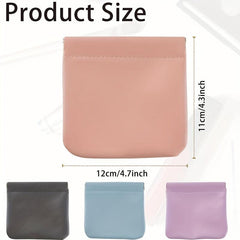 Mini Self Closing Makeup Bag PU Leather Travel Cosmetics Bag