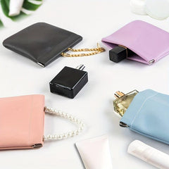 Mini Self Closing Makeup Bag PU Leather Travel Cosmetics Bag