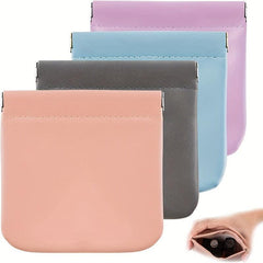 Mini Self Closing Makeup Bag PU Leather Travel Cosmetics Bag
