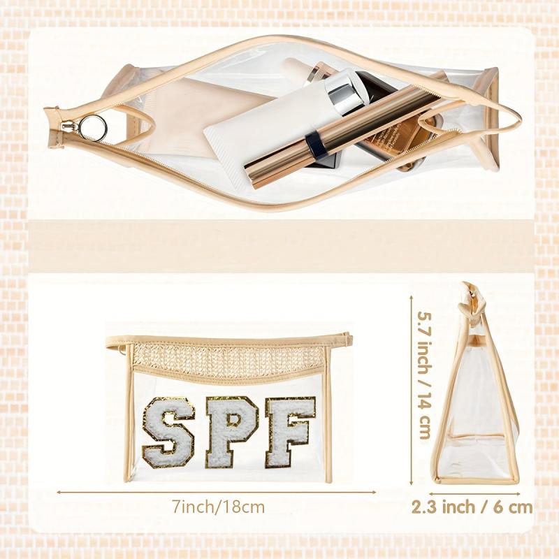 Chenille Letter Pattern Cosmetic Bag Zipper Clutch Makeup Pouch