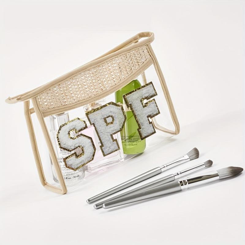 Chenille Letter Pattern Cosmetic Bag Zipper Clutch Makeup Pouch