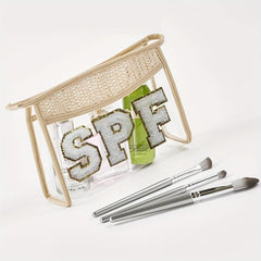 Chenille Letter Pattern Cosmetic Bag Zipper Clutch Makeup Pouch