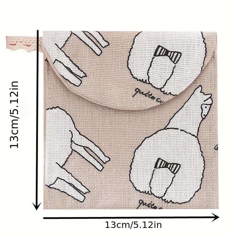 Leaf Print Flap Period Pouch - Reusable Sanitary Napkin Pads Storage Bag