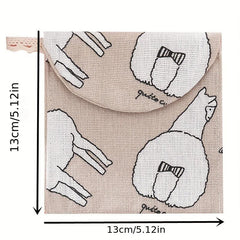Leaf Print Flap Period Pouch - Reusable Sanitary Napkin Pads Storage Bag