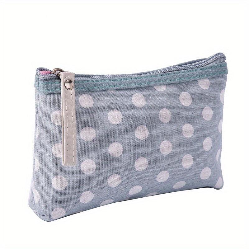 Polka Dot Pattern Zipper Storage Pouch Lightweight Makeup Bag
