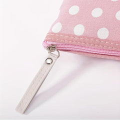 Polka Dot Pattern Zipper Storage Pouch Lightweight Makeup Bag