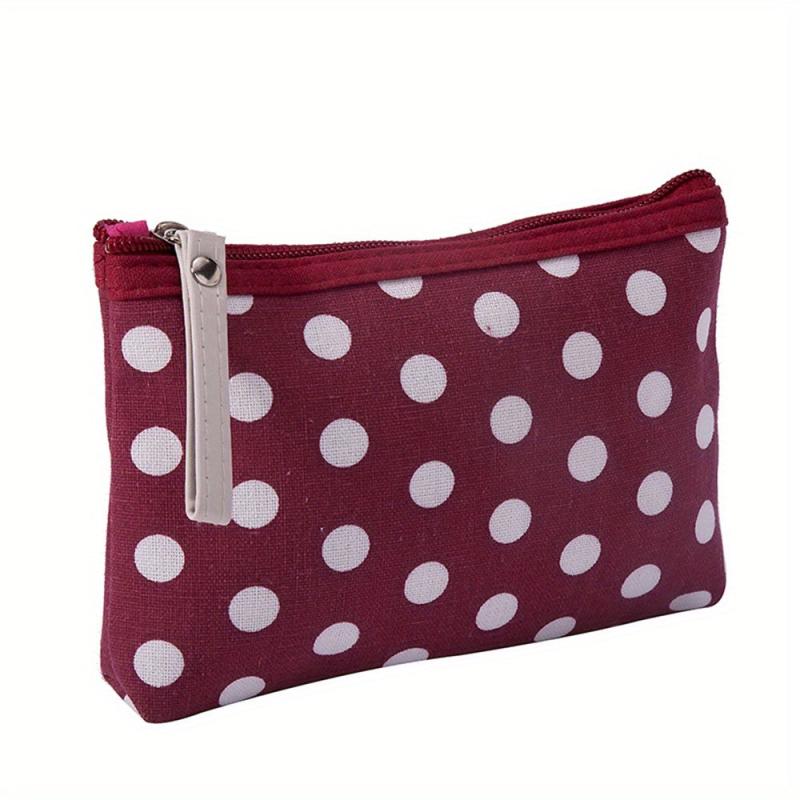 Polka Dot Pattern Zipper Storage Pouch Lightweight Makeup Bag