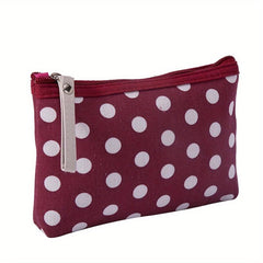 Polka Dot Pattern Zipper Storage Pouch Lightweight Makeup Bag