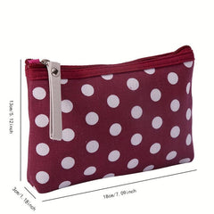 Polka Dot Pattern Zipper Storage Pouch Lightweight Makeup Bag