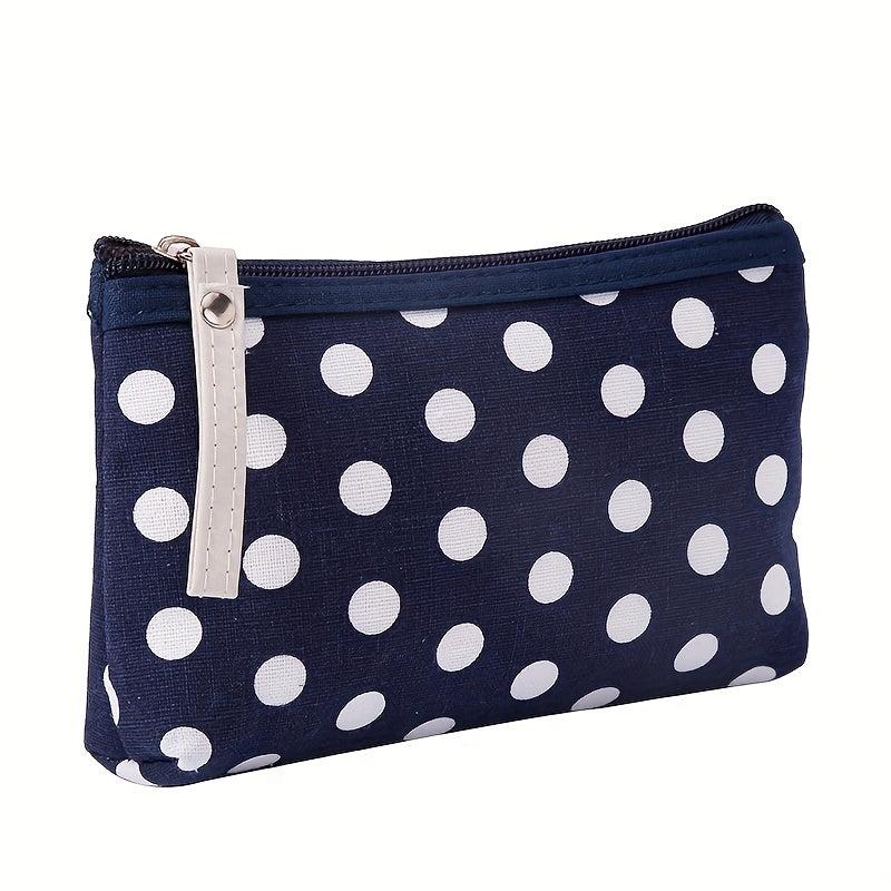 Polka Dot Pattern Zipper Storage Pouch Lightweight Makeup Bag