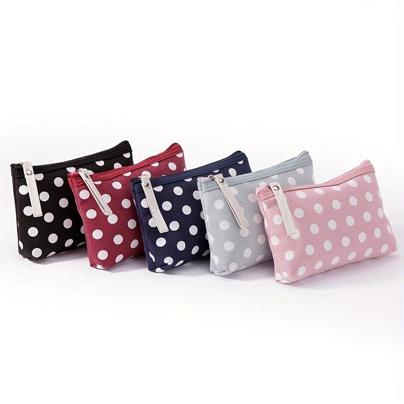 Polka Dot Pattern Zipper Storage Pouch Lightweight Makeup Bag