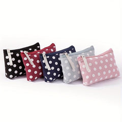 Polka Dot Pattern Zipper Storage Pouch Lightweight Makeup Bag