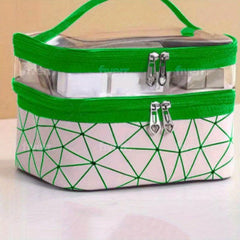 Double Layer Cosmetic Bag Travel Storage Zipper Handbag Portable Toiletry Bag