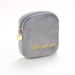 Velvet Makeup Bag Letter Embroidered Travel Storage Portable Clutch