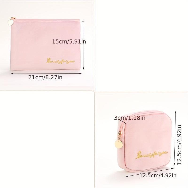Velvet Makeup Bag Letter Embroidered Travel Storage Portable Clutch