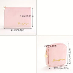 Velvet Makeup Bag Letter Embroidered Travel Storage Portable Clutch