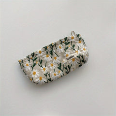 Daisy Flower Embroidery Cosmetic Bag Fabric Storage Pouch