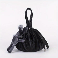 Velvet Bunny Ears Cosmetic Bag Travel Toiletry Bag