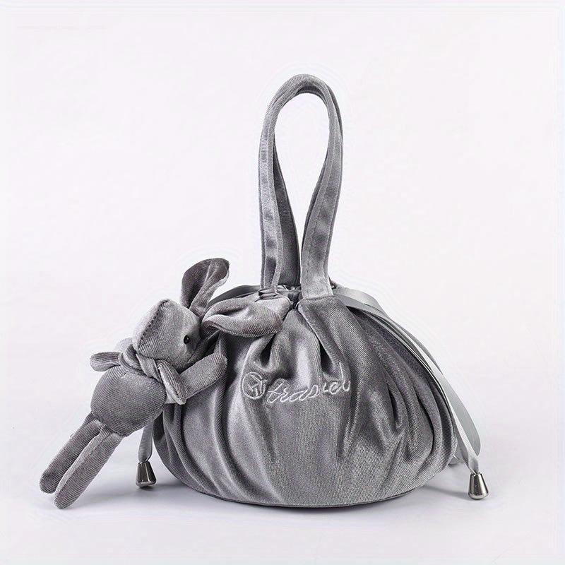 Velvet Bunny Ears Cosmetic Bag Travel Toiletry Bag