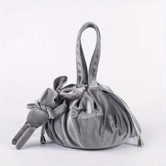 Velvet Bunny Ears Cosmetic Bag Travel Toiletry Bag