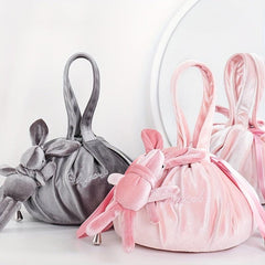 Velvet Bunny Ears Cosmetic Bag Travel Toiletry Bag