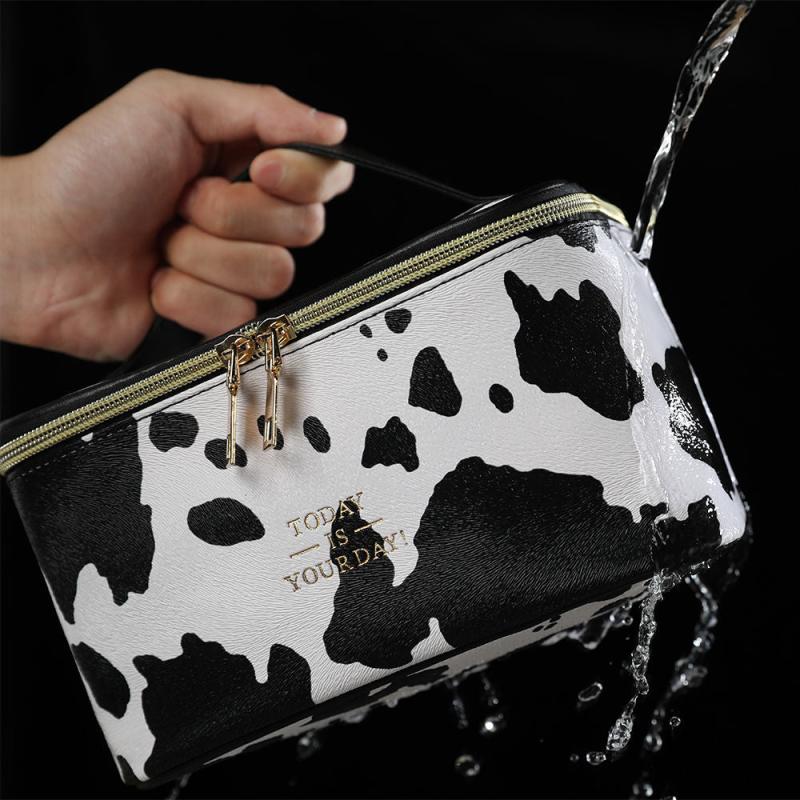 Cow Pattern Cosmetic Bag Travel Storage Portable Toiletry Wash Bag