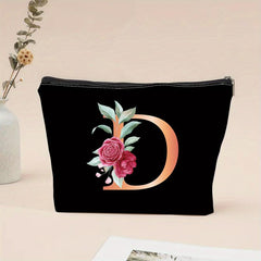 Letter Print Cosmetic Bag Zipper Portable Carry On Bag Lightweight