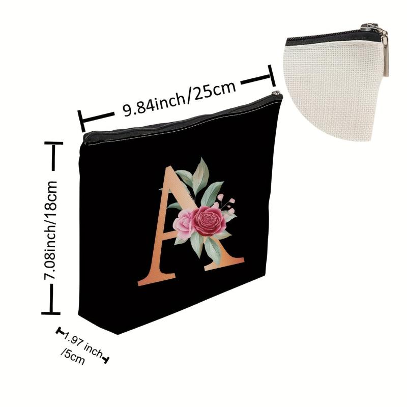 Letter Print Cosmetic Bag Zipper Portable Carry On Bag Lightweight