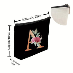 Letter Print Cosmetic Bag Zipper Portable Carry On Bag Lightweight