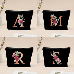 Letter Print Cosmetic Bag Zipper Portable Carry On Bag Lightweight