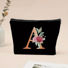 Letter Print Cosmetic Bag Zipper Portable Carry On Bag Lightweight