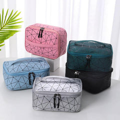 Geometric Pattern Makeup Zipper Bag Lightweight Cosmetic Toiletry Wash Bag