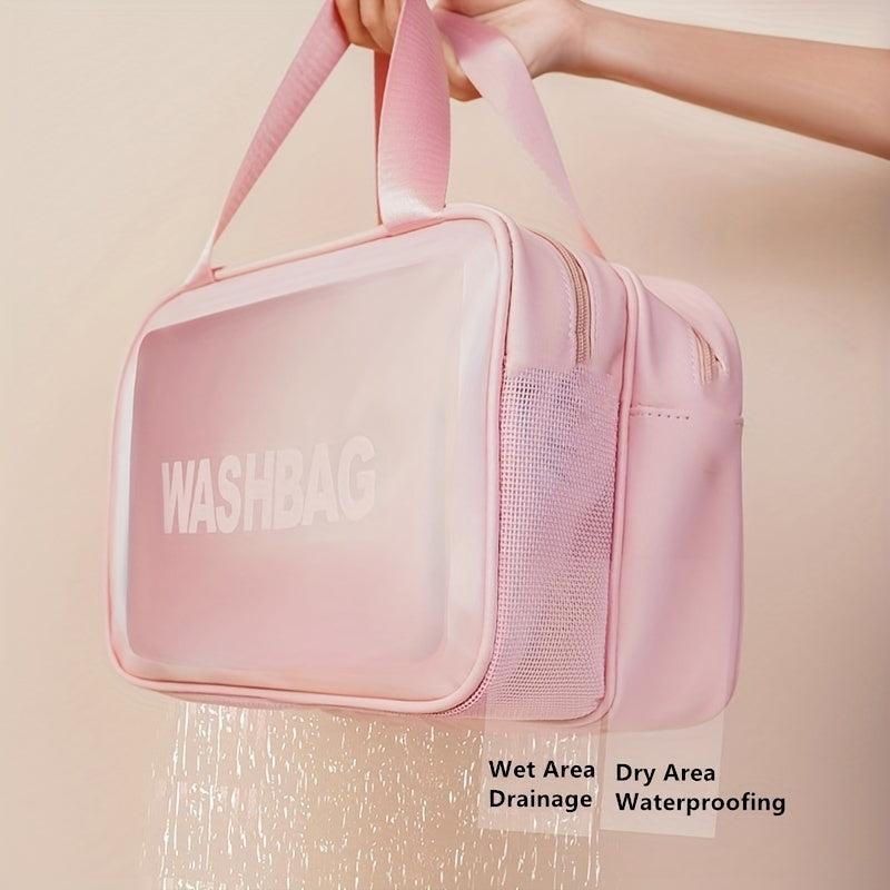 Letter Decor Makeup Bag Stylish Zipper Large Capacity Cosmetic Bag