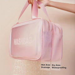 Letter Decor Makeup Bag Stylish Zipper Large Capacity Cosmetic Bag