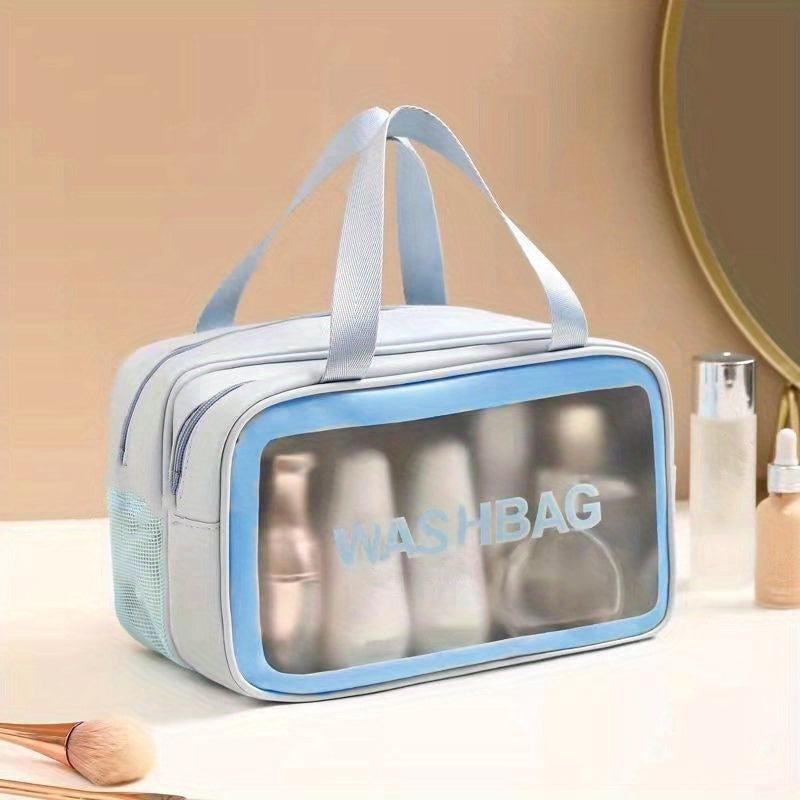 Letter Decor Makeup Bag Stylish Zipper Large Capacity Cosmetic Bag