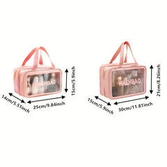 Letter Decor Makeup Bag Stylish Zipper Large Capacity Cosmetic Bag