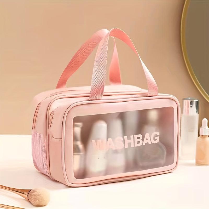 Letter Decor Makeup Bag Stylish Zipper Large Capacity Cosmetic Bag