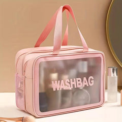 Letter Decor Makeup Bag Stylish Zipper Large Capacity Cosmetic Bag