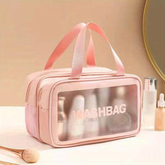 Letter Decor Makeup Bag Stylish Zipper Large Capacity Cosmetic Bag