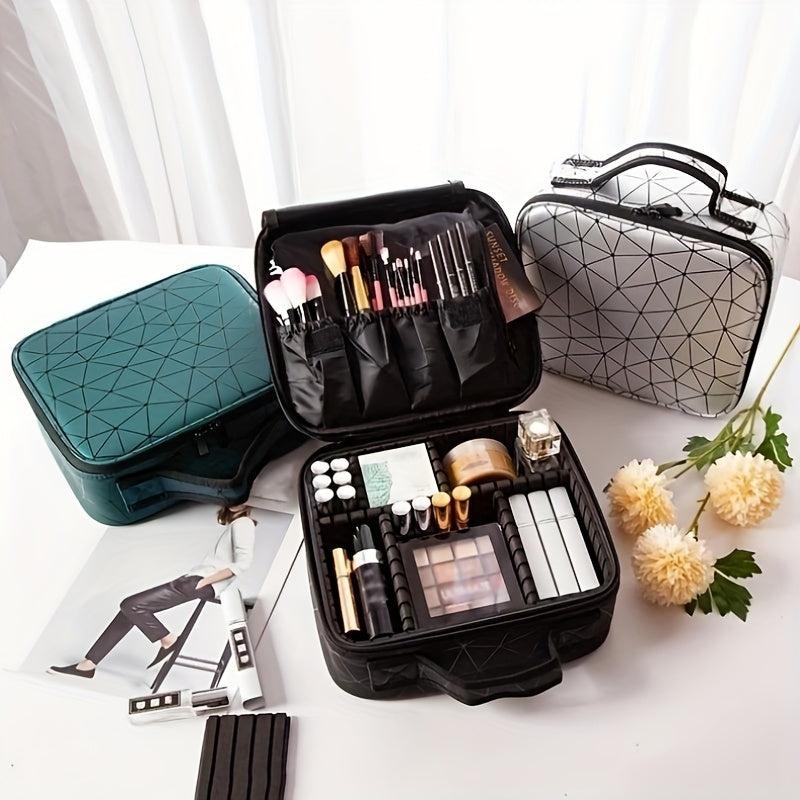 Geometric Pattern Cosmetic Bag Lightweight Travel Organizer